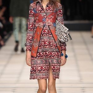 Burberry Prorsum Embroidered Burgundy Runway Coat